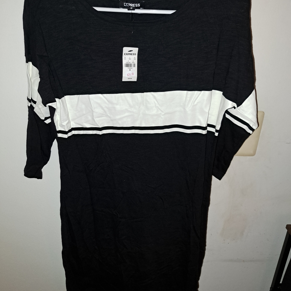 Express Black and White Striped Dress